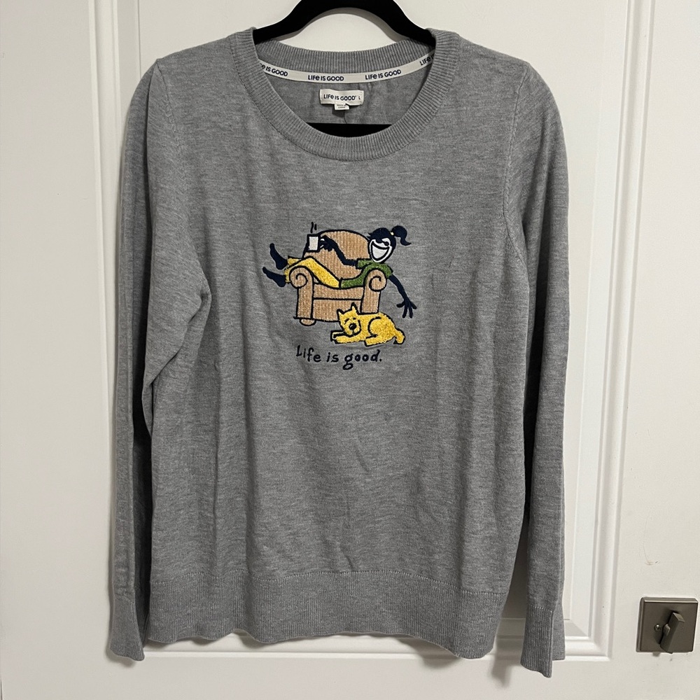 NWT - Life Is Good Women's "Couch Time" Sweater - Size L - Extremely Rare